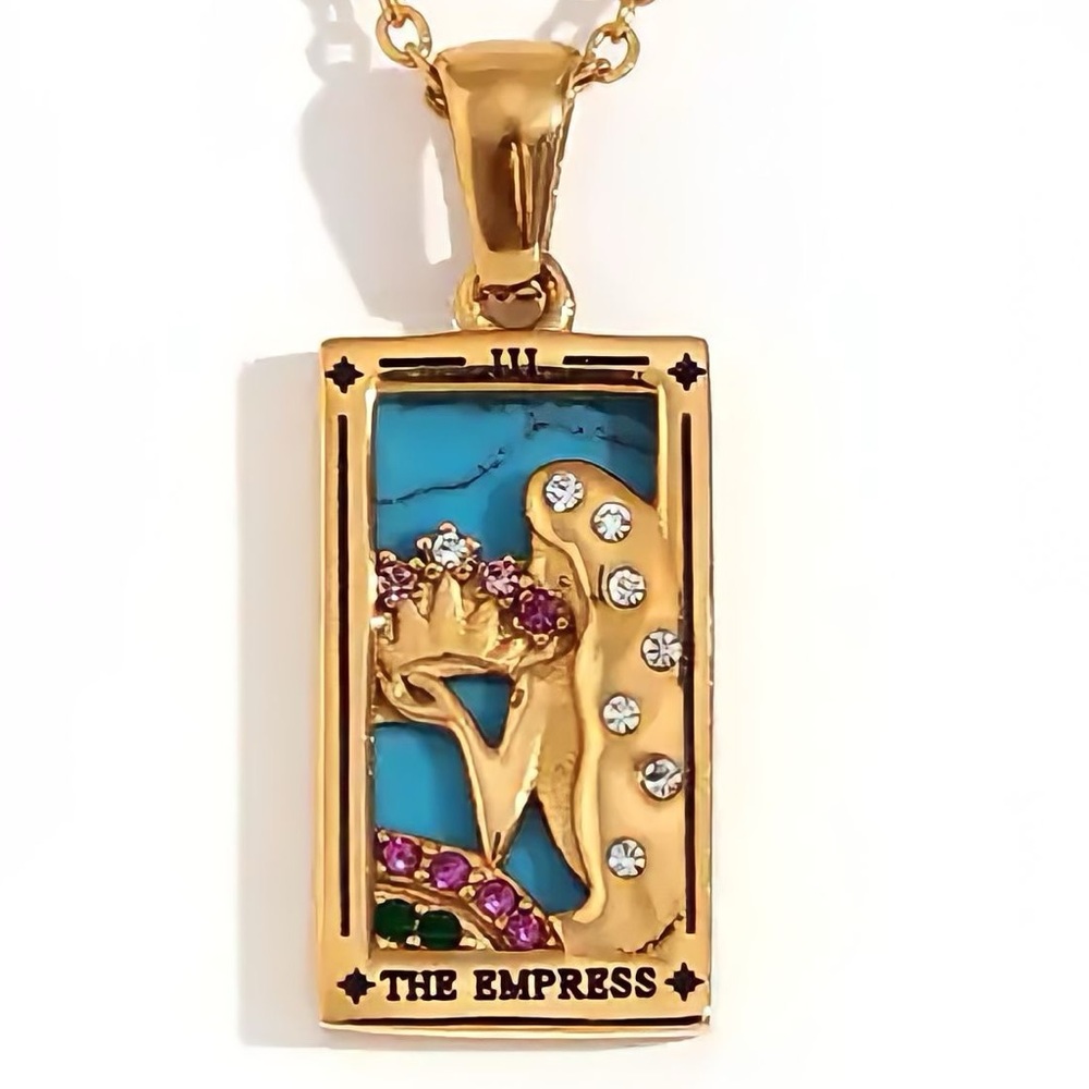 Dainty ‘The Empress’ Gold/Silver Tarot Card Necklace | 18k Gold, Stainless Steel